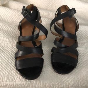 Black leather sandals